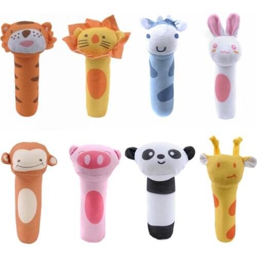 Baby Animal BB Stick Hand Rattle Toys Gift For Children Boy And Girl Stuffed Educational Toys Mobile On Crib Newborn Accessories