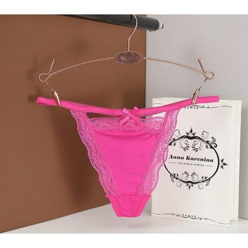Women Thongs Hollow Out Bow Lace Panties Sexy Briefs G-String Female Low-waist Underpants Underwear
