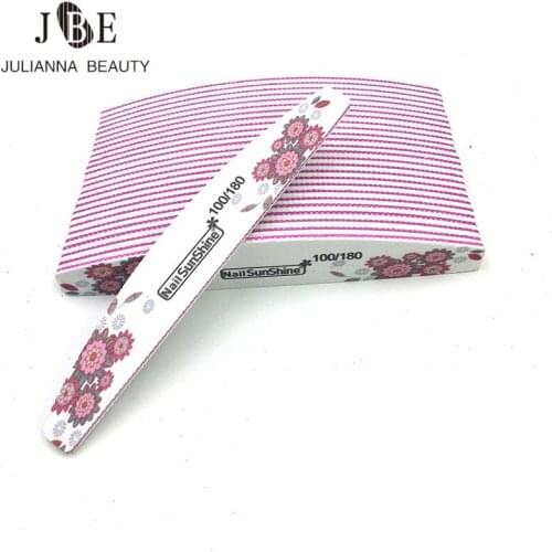 100pcs lot Double-sided Flower Nail File Washable Sponge Nail Polish Sanding Buffer Polishing Manicure Tool Single Package