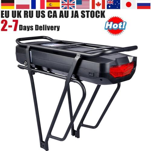 Electric Bicycle 48V 17.5Ah Rear Rack Battery Pack 36V 22.5Ah For eBike with Luggage Hanger Taillight USB Port E Bike Charger
