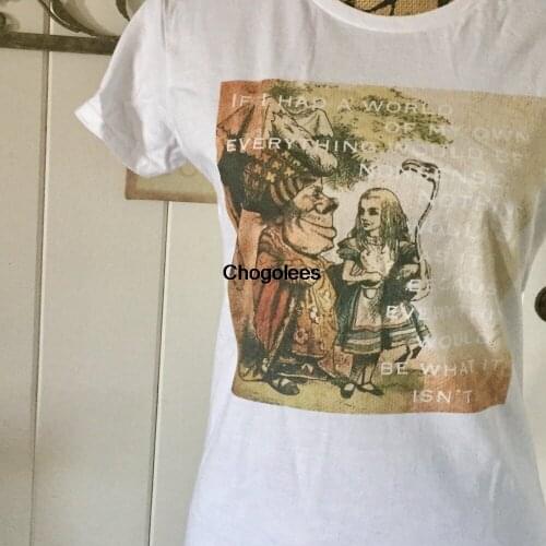 Alice in wonderland t shirt clothing ~ Looking Glass ~ short sleeved t shirt ~ 100% cotton~ Quote