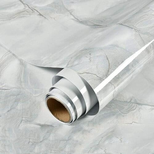 GLOW4U Self Adhesive Grey Marble Wallpaper Vinyl Contact Paper Waterproof Kitchen Table Furniture StickerRemovable