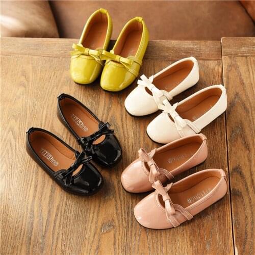 JY Spring Children girls bright Pu shoes Girls Shoes Flat Bean casual Shoes 21-36 4colors TB02