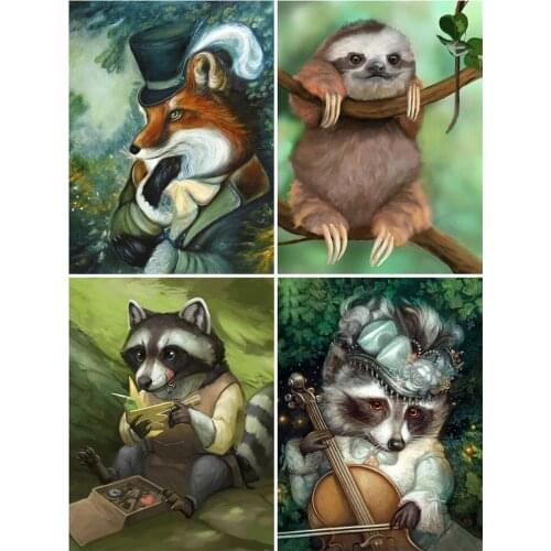 5D DIY Diamond Painting Sloth Animal Raccoon Diamond Embroidery Decorative Paintings Cross Stitch Kits Handicraft Needlework Art