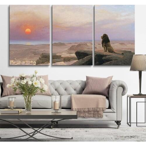 Canvas Wall Art 3 Panel World Famous Painting Reproduction on Canvas Wall Art - The Two Majesties 1883 Drop shipping