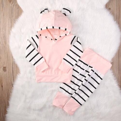 Newborn Baby Girls boys clothes set 2019 Autumn Adorable Infant Cotton Warm Hooded Tops+pants 2PCS Baby Outfit 0-2 Years