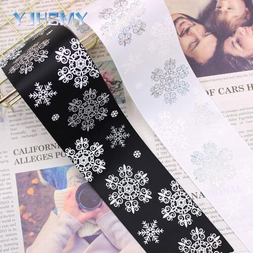 3” 2 Yards Christmas Hot silver snowflake Grosgrain Ribbon DIY Handmade Children Bow Wedding Decoration Gift Packaging Materials