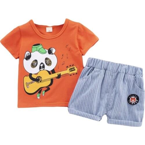 Short sleeve Summer Baby Boy Suit Children Clothing Set infant panda T-Shirt + pants 2PCS Casual Boys Outwear For Kids Outfit