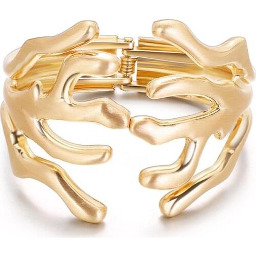 ORNAPEADIA Hot Selling Fashion Exaggerated Special-shaped Branch Wide Side Spring Open Bracelet for Women Bangles Wholesale