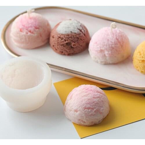 Ice Cream Hemisphere Candle Mold Aromatherapy Candle DIY Material Cake Baking Silicone Mold Candle Making Supplies Resin Mold
