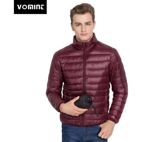 VOMINT Mens Brand Grey Duck Down Jacket Men Autumn Winter Warm Mens Ultralight Duck Down Jacket Male Windproof Parka M-4XL