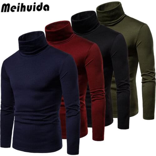 New Streetwear Mens Winter Warm Cotton High Neck Pullover Jumper Sweater Tops Mens Turtleneck Fashion