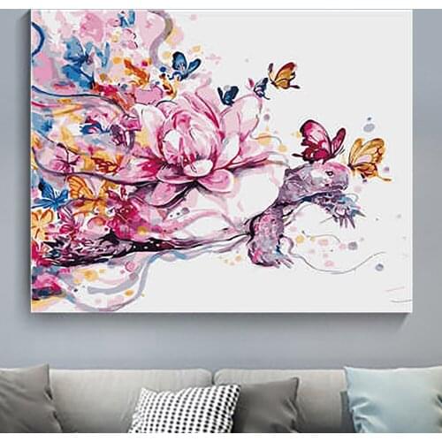 Paint by Number Diy Gift Kit Tekening Op Canvas Olieverf Picture Wall Art Home Decoration 40X50cm Frame Fantasy Cartoon Animal