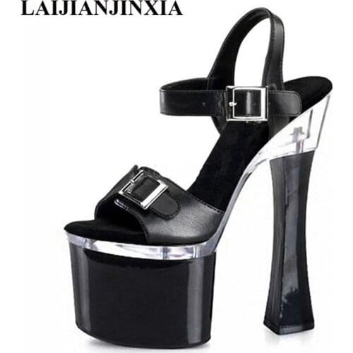 New Hot Party 18cm Square High Heel Dancing Sandals Open Toe Sexy Women Dress Summer Pole Dance Shoes