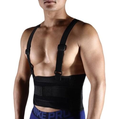 New Adjustable Back Waist Support Belt Breathable Men Lumbar Brace Fitness Weightlifting Running Back Belt With Shoulder Straps