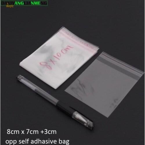 500pcs Clear Resealable BOPP/Poly/Cellophane Bag 8x10cm(8+2) Transparent OPP gift bags Plastic packaging bags Self Adhesive Seal