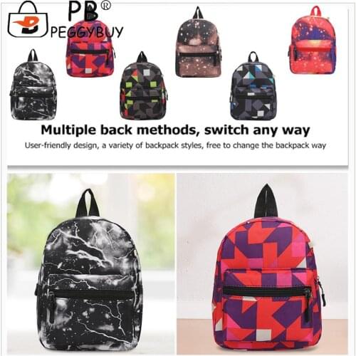 New Vintage Print Canvas Backpack Preppy Starry Sky Geometry Style Casual Small Rucksack for Children Schoolbags