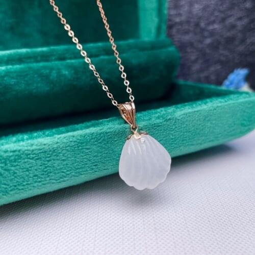 SHILOVEM 18k yellow gold natural white Jasper pendants Christmas Gift fine Jewelry wedding no necklace mymz1313.5225hby