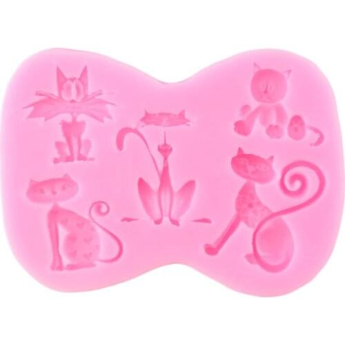 Cat Silicone Mold Animal DIY Party Candy Clay Fondant Molds Cupcake Topper Cake Decorating Tools Kitchen Baking Chocolate Moulds