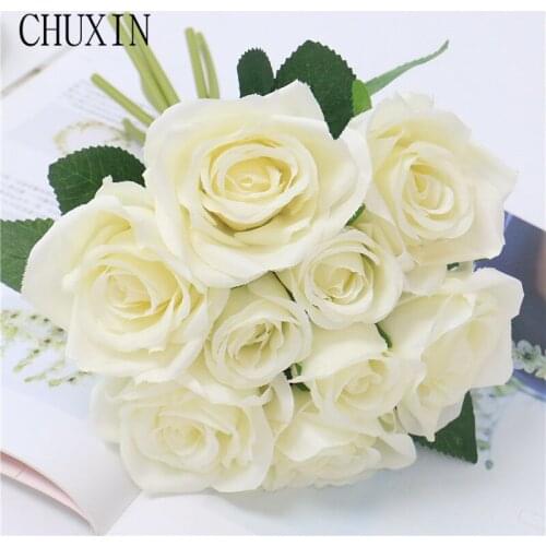 Wedding bride 9 head roses bouquets Home living room decoration Wedding dining table reception table decor Valentines Day gifts