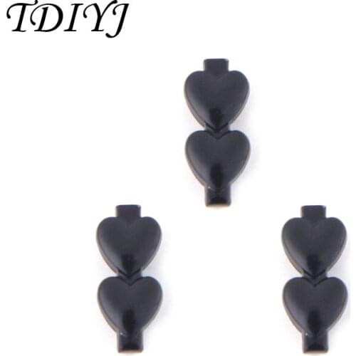 TDIYJ Fashion DIY Double Heart Black Slide Charms For 10mm Stainless Steel Mesh Bracelets 6Pcs/lot