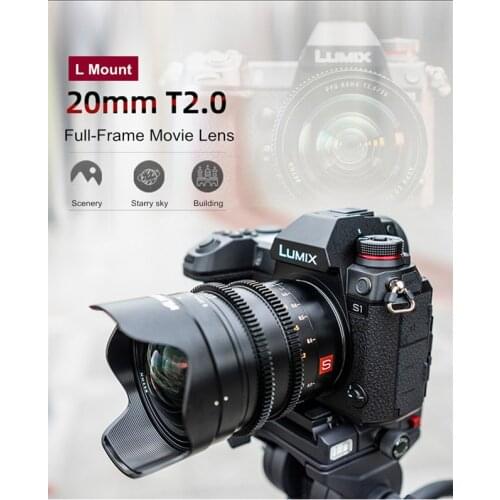 Viltrox 20mm T2.0 L-mount manual focus full-frame wide-angle movie lens for Panasonic L-mount full-frame cameras