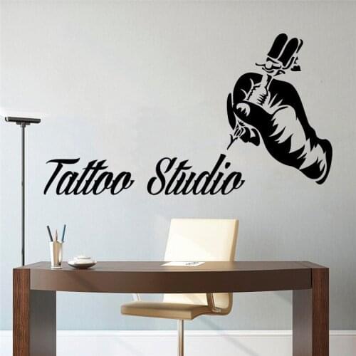 Tattoo Studio Logo Vinyl Sticker removable Tattoo Machine Wall Decal Window Art Decorations Tattoo Salon Room Decor Decal HY1390