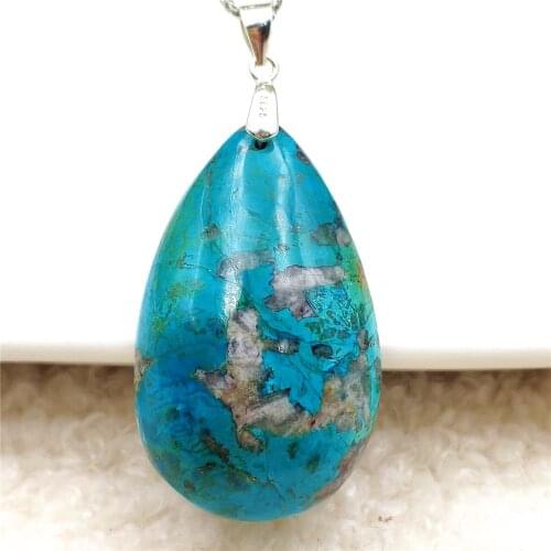 Top Quality Natural Malachite Blue Green Chrysocolla Pendant 40x24x11mm Powerful Women Men Rectangle Jewelry AAAAA