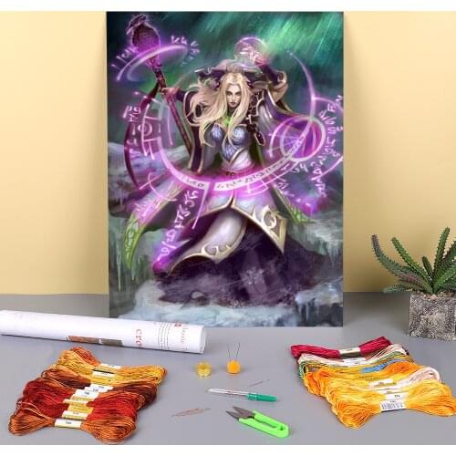 World Of Warcraft Printed Canvas 11CT Cross Stitch Embroidery Patterns DMC Threads Sewing Needlework Hobby Craft Decor