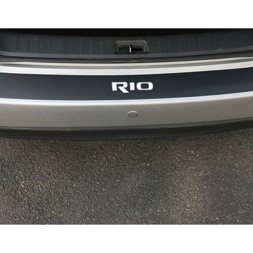 Carbon Fiber Protector Car Stickers For Kia Rio 3 4 K2 K3 X-Line Car Rear Bumper Decor Decals Auto Trunk Guard Plate Accessories