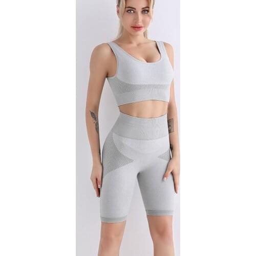 Women Yoga Shorts Set High Waist Sport Shorts Gym Running Sportswear Seamless Fitness Clothing Female Workout Tracksuits Set