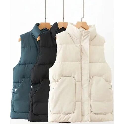 Winter coat women puff waistcoat vest women sleeveless jacket fall 2020 women clothing chaleco de mezclilla mujer stand collar