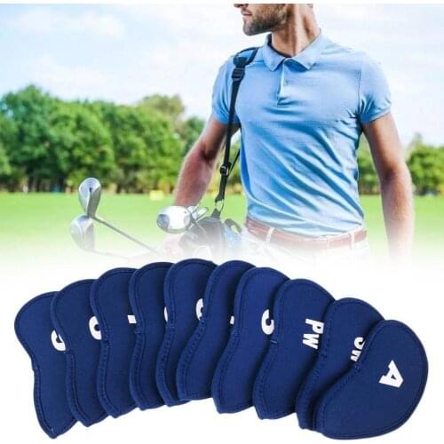 10Pcs/set Golf Iron Covers Iron Golf Club Protective Club Golf Protector Golf Iron Accessories Black/Red/Blue W5E4