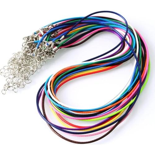 10 Pcs/lot 1MM diameter Waxed Nylon Cord Leather Adjustable Braided Rope Bracelets&Necklace Charms Findings Lobster Clasp Strin