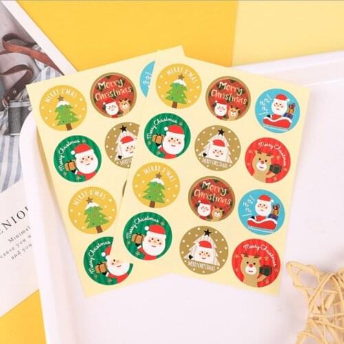 1200pcs wholesale Merry Christmas Round Sealing Sticker DIY Paper Gift Packaging Party handmade Santa Claus Elk 26MM