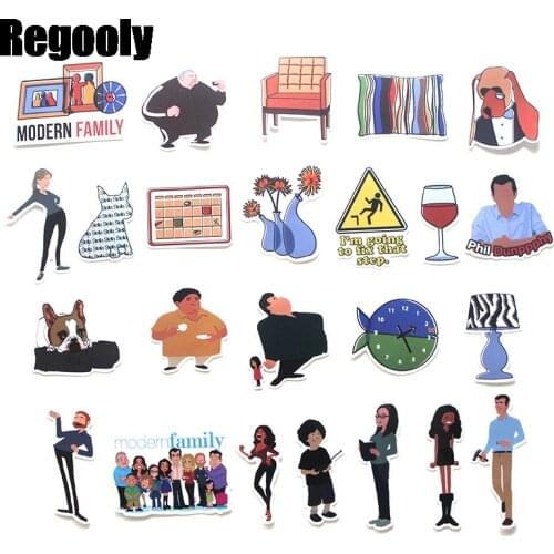 23pcs Modern Family Cartoon scrapbooking Stickers packs Waterproof Skateboard Suitcase Guitar Graffiti decals pasters Kid Toy
