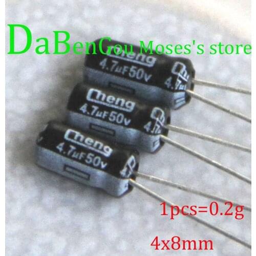 50v 4.7uf +/-20% Capacitance 100% Original New Chong Capacitors Electrolytic Capacitor Radial 4x8mm 1000pcs