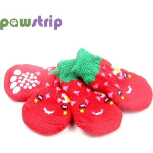 4Pcs Warm Puppy Dog Socks Christmas Pet Knits Socks Cute Cartoon Anti Slip Socks for Small Dogs Puppy Home Shoes Pet Supplies