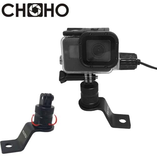Motorcycle Aluminum 360 Rotate bracket Mount rearview mirror Supporter Ride for Gopro Hero 9 8 7 SJCAM Xiaomi Yi 4K Accessories