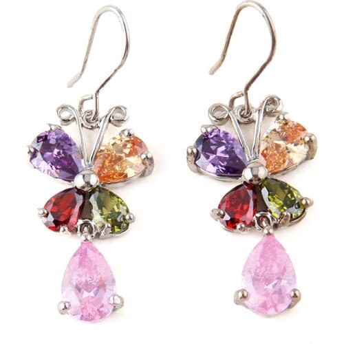 MOODPC Free shipping Ladies Luxury Drop Earrings butterfly Cubic Zircon Earring Top Quality Nickel & Lead Free