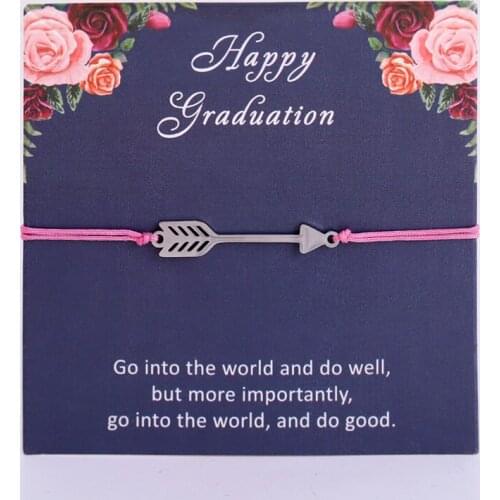 Arrow Senior Graduate Graduation Gift Stainless Steel Charm Bracelets Women Men Unisex Adjustable Jewelry Drop Shipping