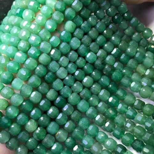 LOOSE BEADS Green jade 7mm faceted square Wholesale for DIY jewelry necklace 36cm