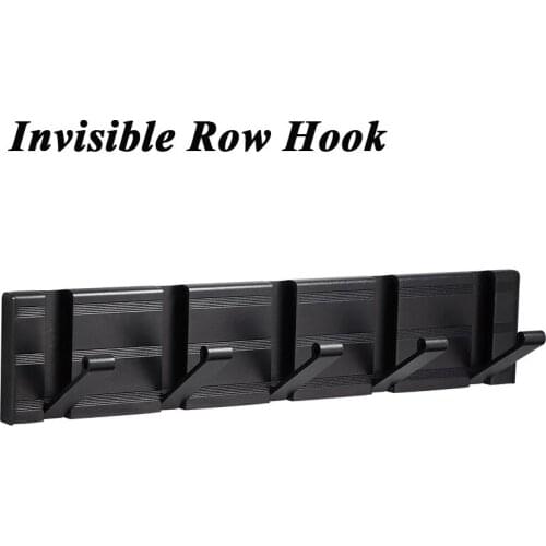 Black Creative Invisible Hook Space Aluminum Household Hook Hidden Hook Folding Golden Hook 1-6 Hook Clothes Row Hook