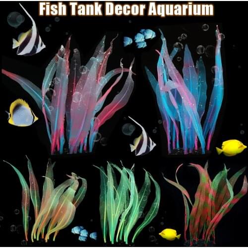 Colorful fluorescence Aquarium Decoration Fish Tank Decoration 18/43CM 100%Safe Silicone coral Aquarium Ornament Illuminate D20