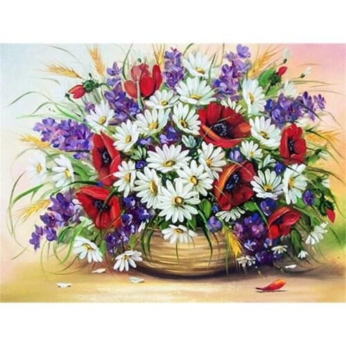 Flower Vase Rose DIY 11CT Embroidery Cross Stitch Kits Needlework Craft Set Cotton Thread Printed Canvas Home Sell