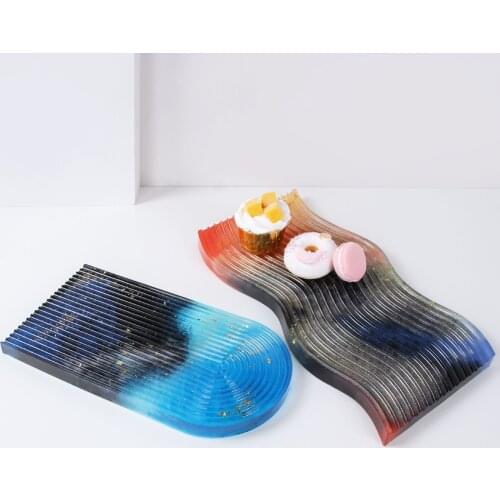 Wavy Stripes Design Large Base Tray Random Color Cement Base Plate Diy Shooting Props Epoxy Cement Epoxy Mold Concrete Mold