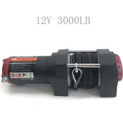 12V Electric Winch - 3000Lb Dyneema Synthetic Rope - Atv ,off Road Black Electric Winch