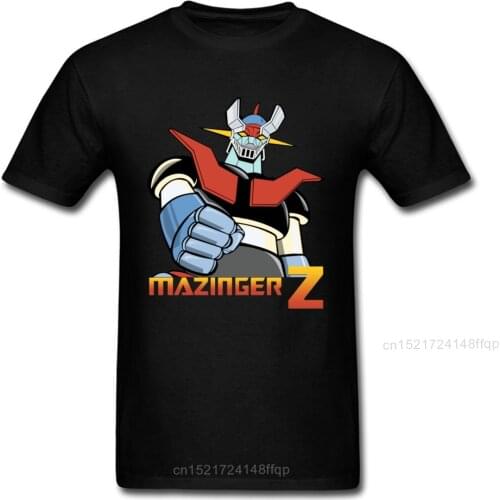 Anime Mazinger Z T-shirt Men T Shirt Fashion Black Tops Warrior Lover Clothing Robot Tees Japan Classic Anime Tshirt