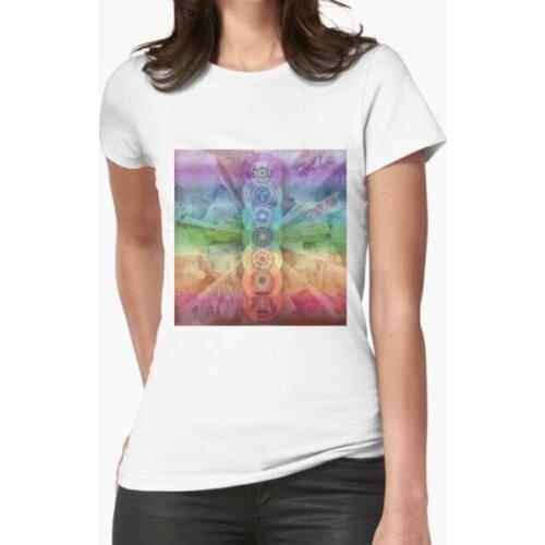 Seven Chakras Meditation Art T-Shirt Print Top
