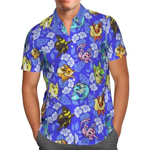 Purple Anime 3D Printed Beach Hawaiian 2021 Summer Shirt Short Sleeve Shirt Streetwear Oversized 5XL Camisa Social Chemise Homme